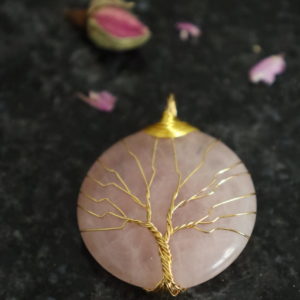 Pendentif arbre de vie quartz rose – Image 2