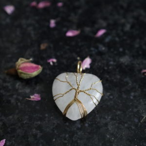 Pendentif Cœur arbre de vie cristal